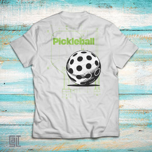 Vintage Pickleball Blueprint Technical Drawing T-Shirt