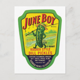 Vintage Pickles Food Product Label Postcard