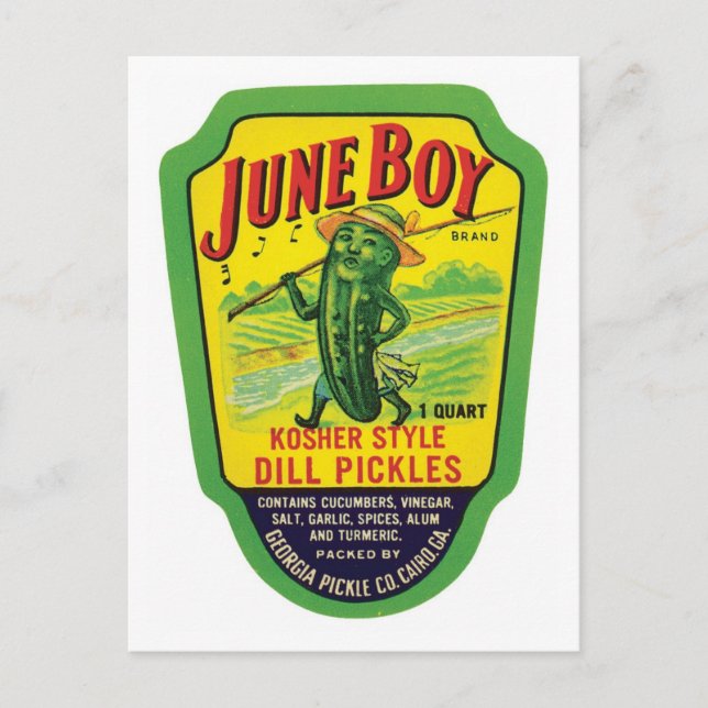 Vintage Pickles Food Product Label Postcard (Front)