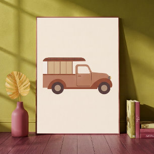 Vintage Pickup Truck Neutral Nursery Art Print
