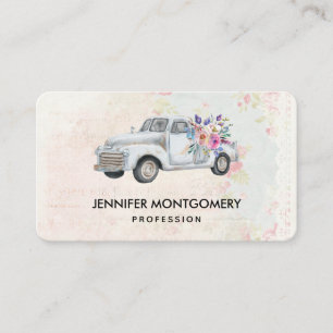 Vintage Pickup Truck Rustic Watercolor Business Card
