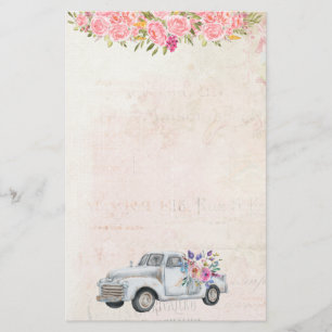 Vintage Pickup Truck Rustic Watercolor Stationery