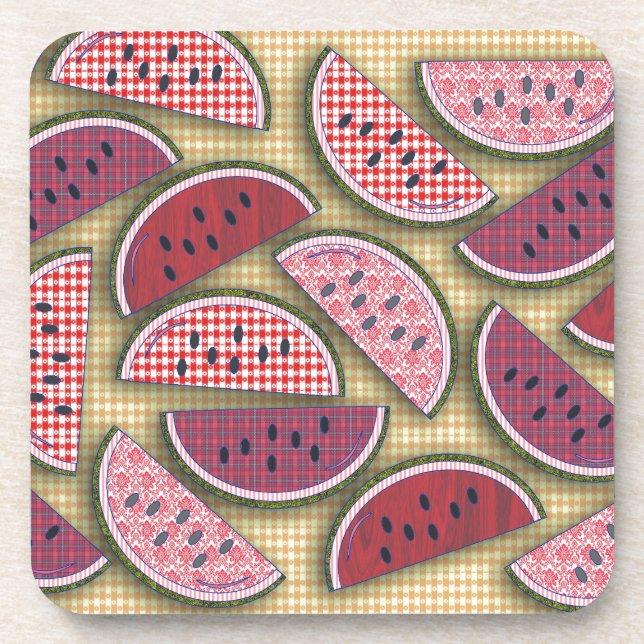 Vintage Picnic Watermelons Coaster (Front)