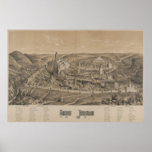 Vintage Pictorial Map of Ancient Jerusalem (1887) Poster