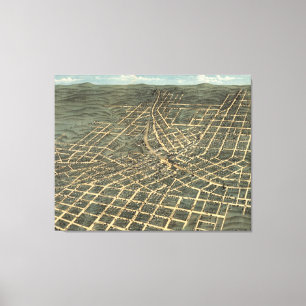 Vintage Pictorial Map of Atlanta (1871) Canvas Print