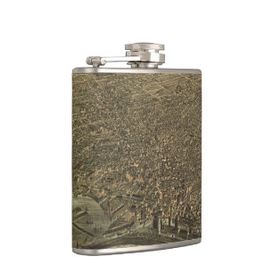 Vintage Pictorial Map of Buffalo New York (1880) Hip Flask