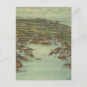 Vintage Pictorial Map of Buzzards Bay (1907) Postcard
