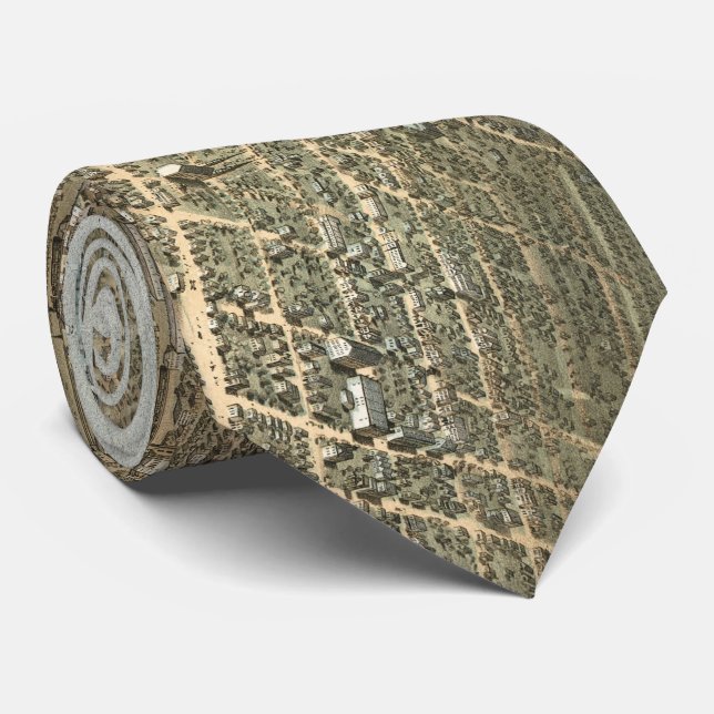 Vintage Pictorial Map of Chicago (1868) Tie (Rolled)