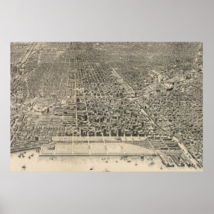 Vintage Pictorial Map of Chicago (1916) Poster