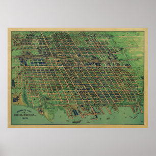 Vintage Pictorial Map of Erie PA (1909) Poster