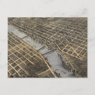 Vintage Pictorial Map of Grand Rapids (1868) Postcard
