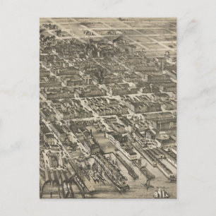 Vintage Pictorial Map of Hoboken NJ (1881) Postcard