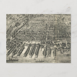 Vintage Pictorial Map of Hoboken NJ (1904) Postcard