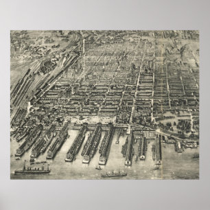 Vintage Pictorial Map of Hoboken NJ (1904) Poster