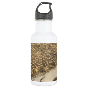 Vintage Pictorial Map of Kansas City (1869) 532 Ml Water Bottle