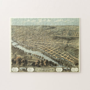 Vintage Pictorial Map of Lafayette Indiana (1868) Jigsaw Puzzle