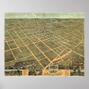 Vintage Pictorial Map of Lexington Kentucky (1871) Poster