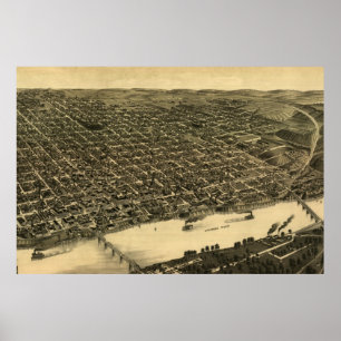Vintage Pictorial Map of Little Rock (1887) Poster