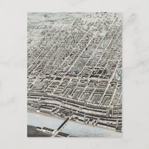 Vintage Pictorial Map of Manchester NH (1876) Postcard