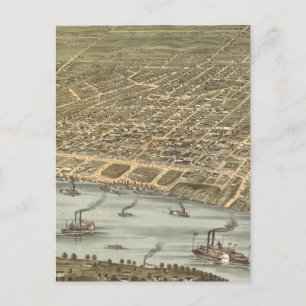 Vintage Pictorial Map of Memphis Tennessee (1870) Postcard