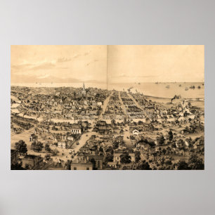 Vintage Pictorial Map of Milwaukee WI (1854) Poster