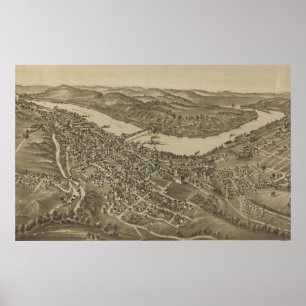 Vintage Pictorial Map of Morgantown WV (1897) Poster