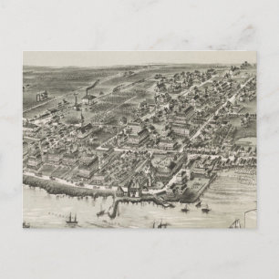 Vintage Pictorial Map of Narragansett RI (1888) Postcard