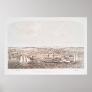 Vintage Pictorial Map of New Bern NC (1864) Poster