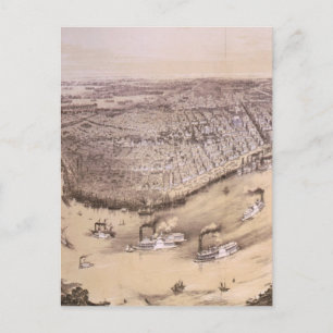 Vintage Pictorial Map of New Orleans (1851) Postcard