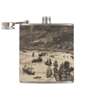 Vintage Pictorial Map of New Orleans (1884) Hip Flask