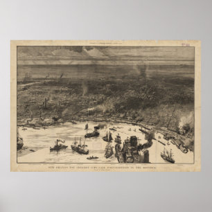 Vintage Pictorial Map of New Orleans (1884) Poster