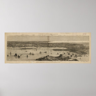 Vintage Pictorial Map of Newport RI (1873) Poster