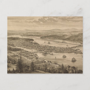 Vintage Pictorial Map of Olympia Washington (1879) Postcard
