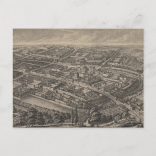 Vintage Pictorial Map of Oxford England (1850) Postcard