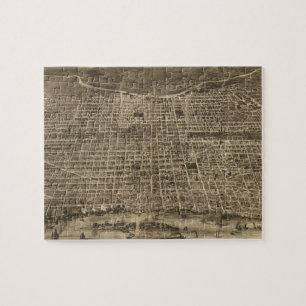 Vintage Pictorial Map of Philadelphia (1872) Jigsaw Puzzle