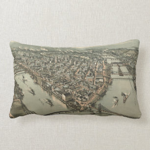 Vintage Pictorial Map of Pittsburgh (1902) Lumbar Cushion