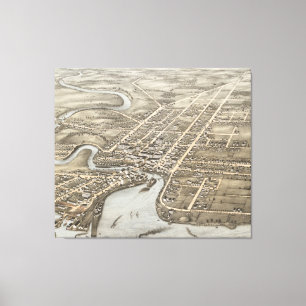 Vintage Pictorial Map of Plattsburgh NY (1877) Canvas Print