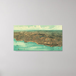 Vintage Pictorial Map of Plymouth MA (1910) Canvas Print