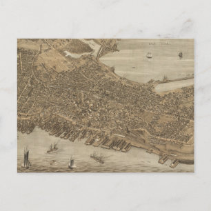 Vintage Pictorial Map of Portland Maine (1876) Postcard