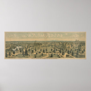 Vintage Pictorial Map of Portland Oregon (1888) Poster
