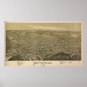 Vintage Pictorial Map of Pottsville PA (1889) Poster