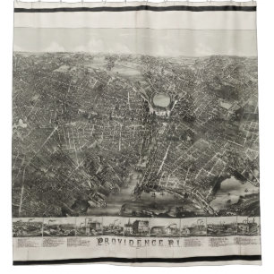 Vintage Pictorial Map of Providence RI (1882) Shower Curtain