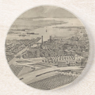 Vintage Pictorial Map of Providence RI (1896) Coaster