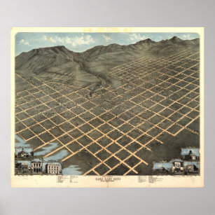 Vintage Pictorial Map of Salt Lake City (1870) Poster