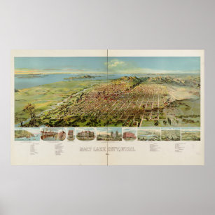 Vintage Pictorial Map of Salt Lake City (1891) Poster