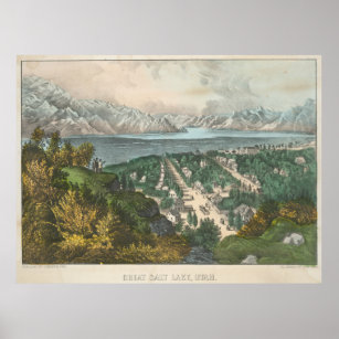 Vintage Pictorial Map of Salt Lake City UT (1870) Poster