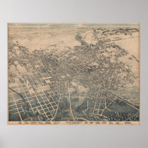 Vintage Pictorial Map of San Antonio TX (1886) Poster