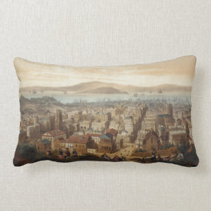 Vintage Pictorial Map of San Francisco (1860) Lumbar Cushion