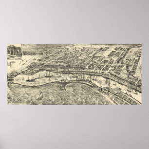 Vintage Pictorial Map of San Pedro (1902) Poster