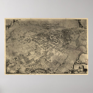 Vintage Pictorial Map of Santa Barbara CA (1896) Poster